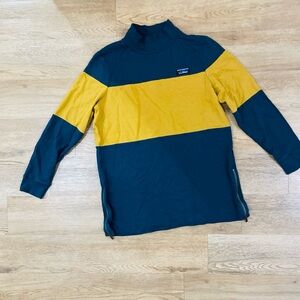 L.L. Bean Tonic Style Mock Turtle Neck Teal and Mustard Top